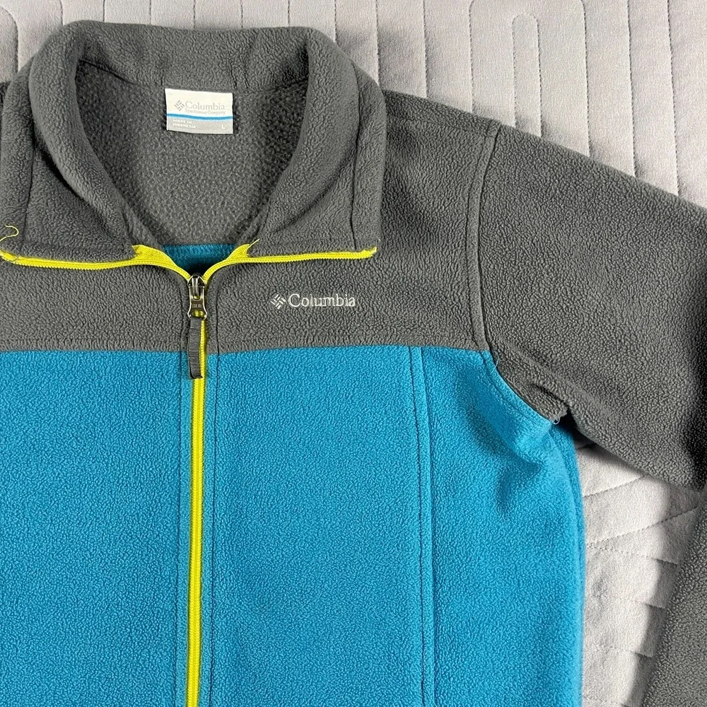 Columbia Steens Mountain II Fleece Jacket Boys Size Large Blue Gray Full Zip